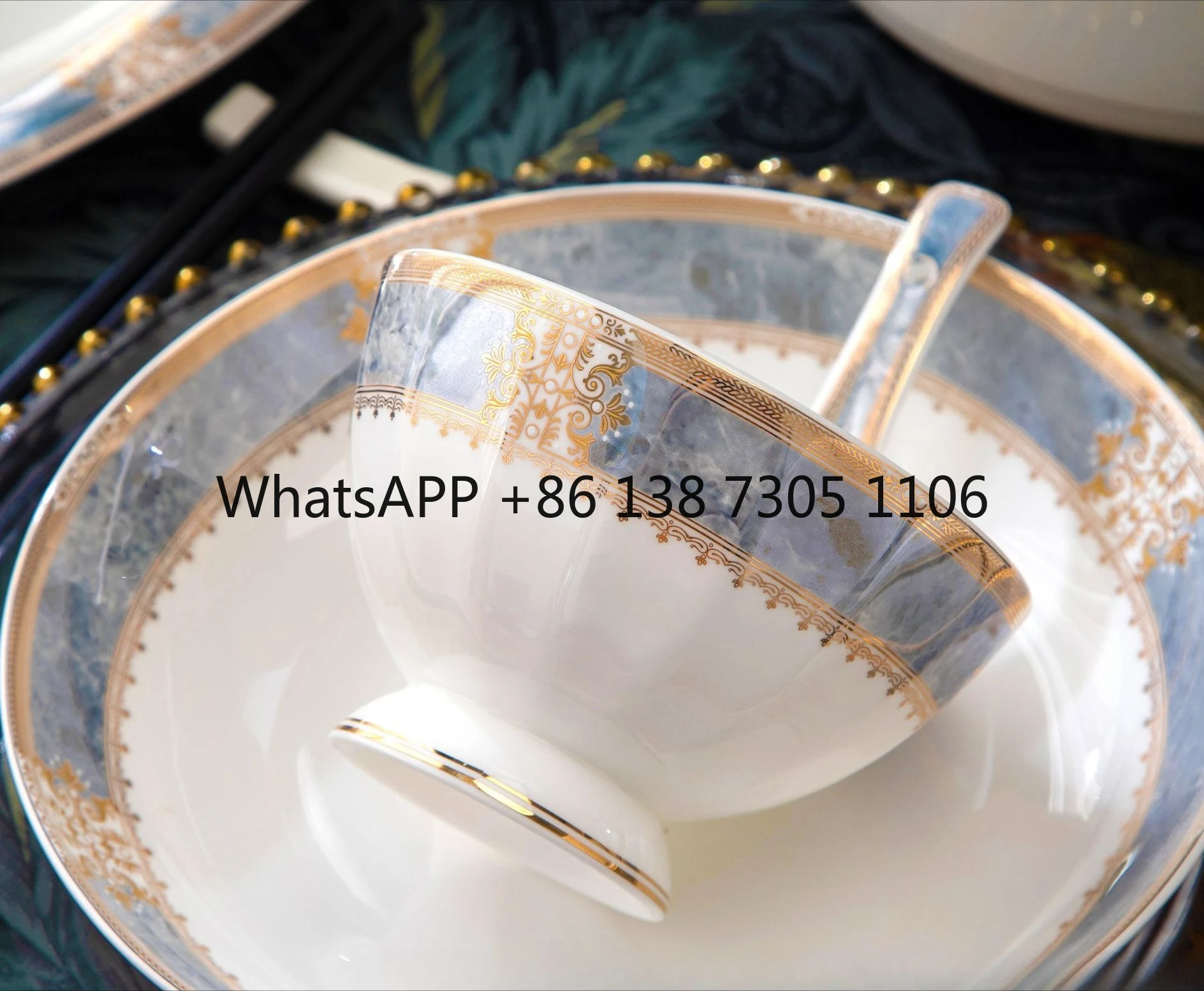 

European dish set household light luxury bone china housewarming bowl tableware rice bowl