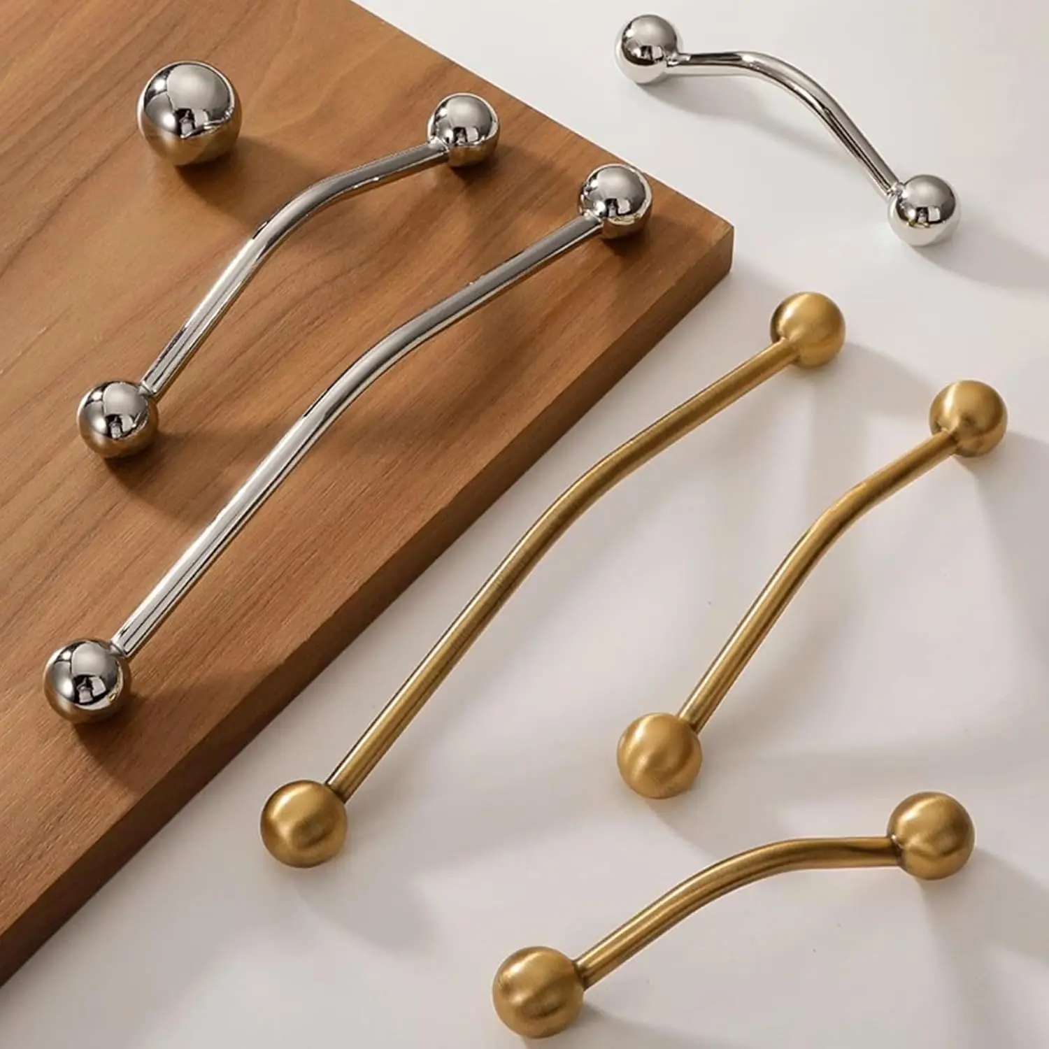 French Style Chrome Cabinet Handles Minimalist Cupboard Door Pulls Modern Bedroom Wardrobe Handles Zinc Alloy Furniture Hardware