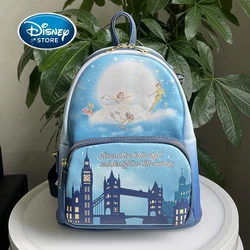 Disney Peter Pan Second Star Glow Womens Double Strap Shoulder Backpack Purse PU Leather Girls Brand Backpack Schoolbag