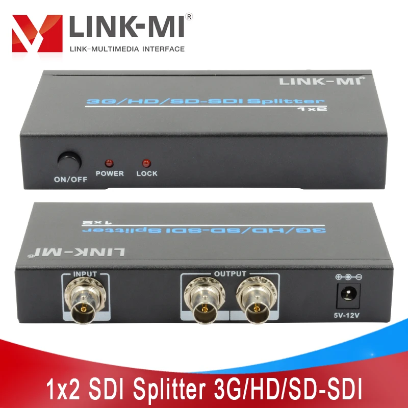 LINK-MI 1x2 SDI Splitter Distribution Amplifier 3G/HD/SD SDI BNC Audio Video Extender 1080P for TV Projector 1 in 2 out SDI