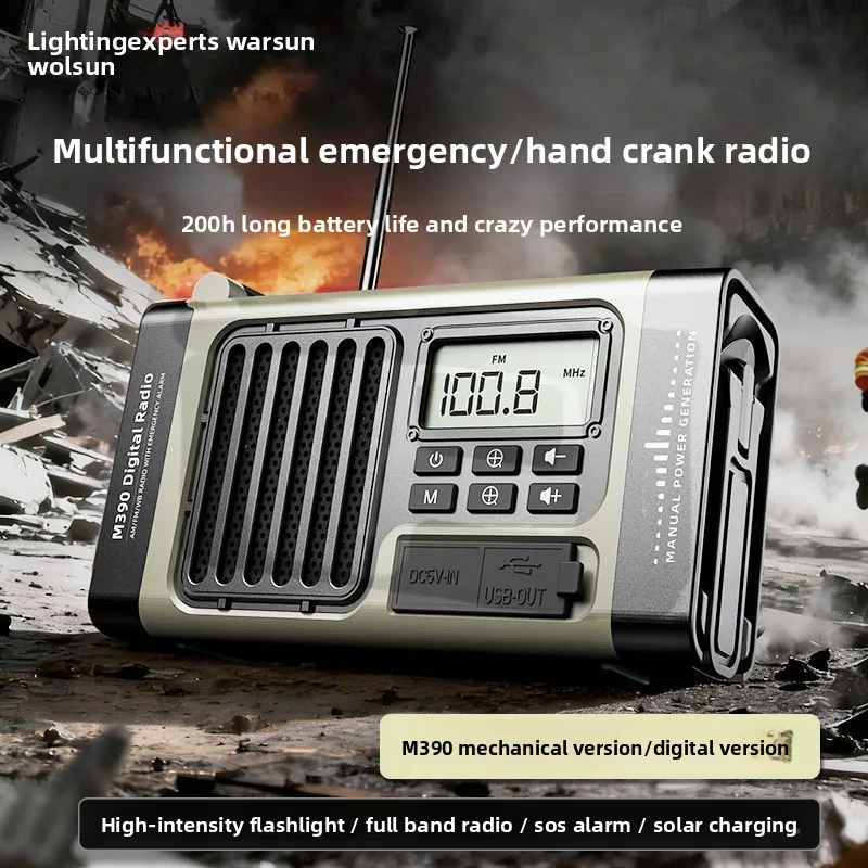 For Warsun M390 Emergency Solar Crank Radio AM/FM/WB Portable Flashlight Power Bank Disaster Survival Gear