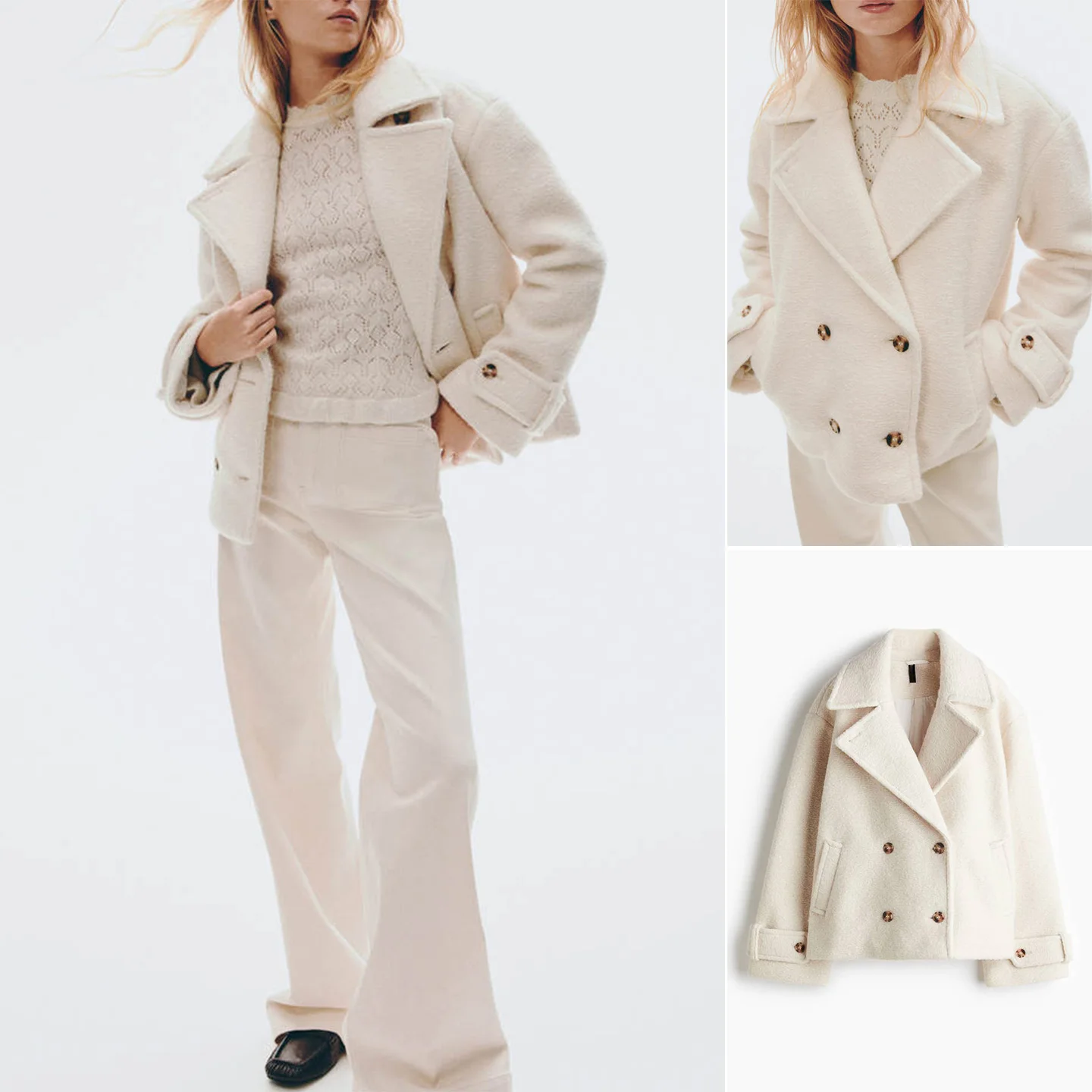 

Autumn Winter Women's ort Loose Double-breasted Collar Faux Fur Woolen Coat Outerwear Polyester Fiber 00% New Sle 30400