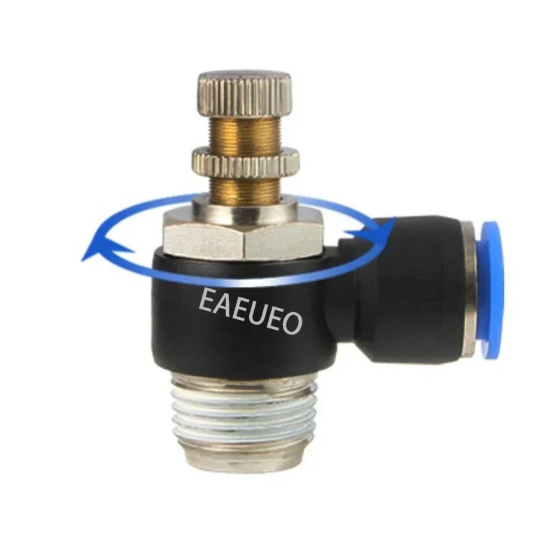 Air 1/8 1/4 3/8 1/2 Speed Control Pneumatic Fitting Throttle Valve Controller 4 6 8 10mm Hose Tube Fast Connection Adjustable