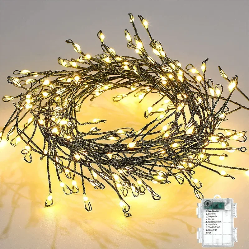 Green Wire Cluster Lights 9M Outdoor Led Christmas Tree Lights Garden Indoor Living Room Tree Wedding Decoration Party Holiday