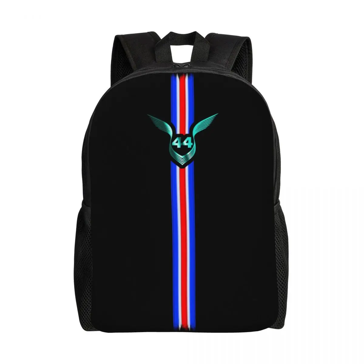 

Custom The Lewis 44 Motorsport Backpacks for Men Women Water Resistant College School Car Racing Uk Stripes Bag Print Bookbags