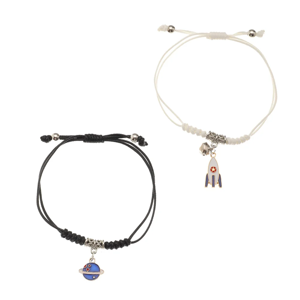 

1 Pair Alloy Couple Bracelets Simple Style Wrist Chains Fashionable Flower Pendant Jewelry