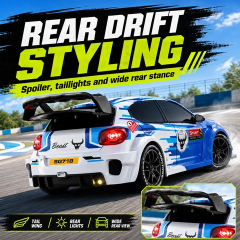 4WD Yüksek Hızlı Drift RC Araba 2.4G Uzaktan Kumandalı Çift Mod 28 Dakika Oynama Süresi LED Far Hafif Gövdeli Yarış Aracı