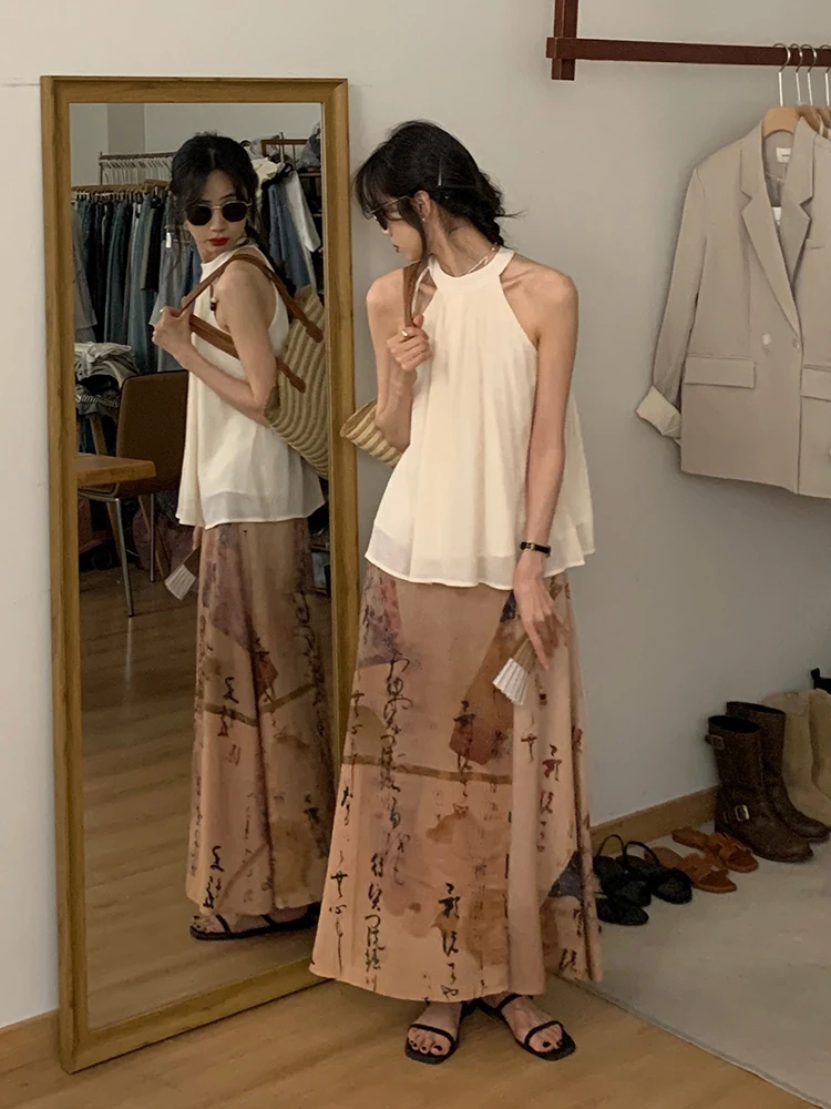 

New Chinese Sle Sweet Two-Piece Set Women's Gentle Spring Summer Faion Top And f Skirt Ensemble Soft Ele Design