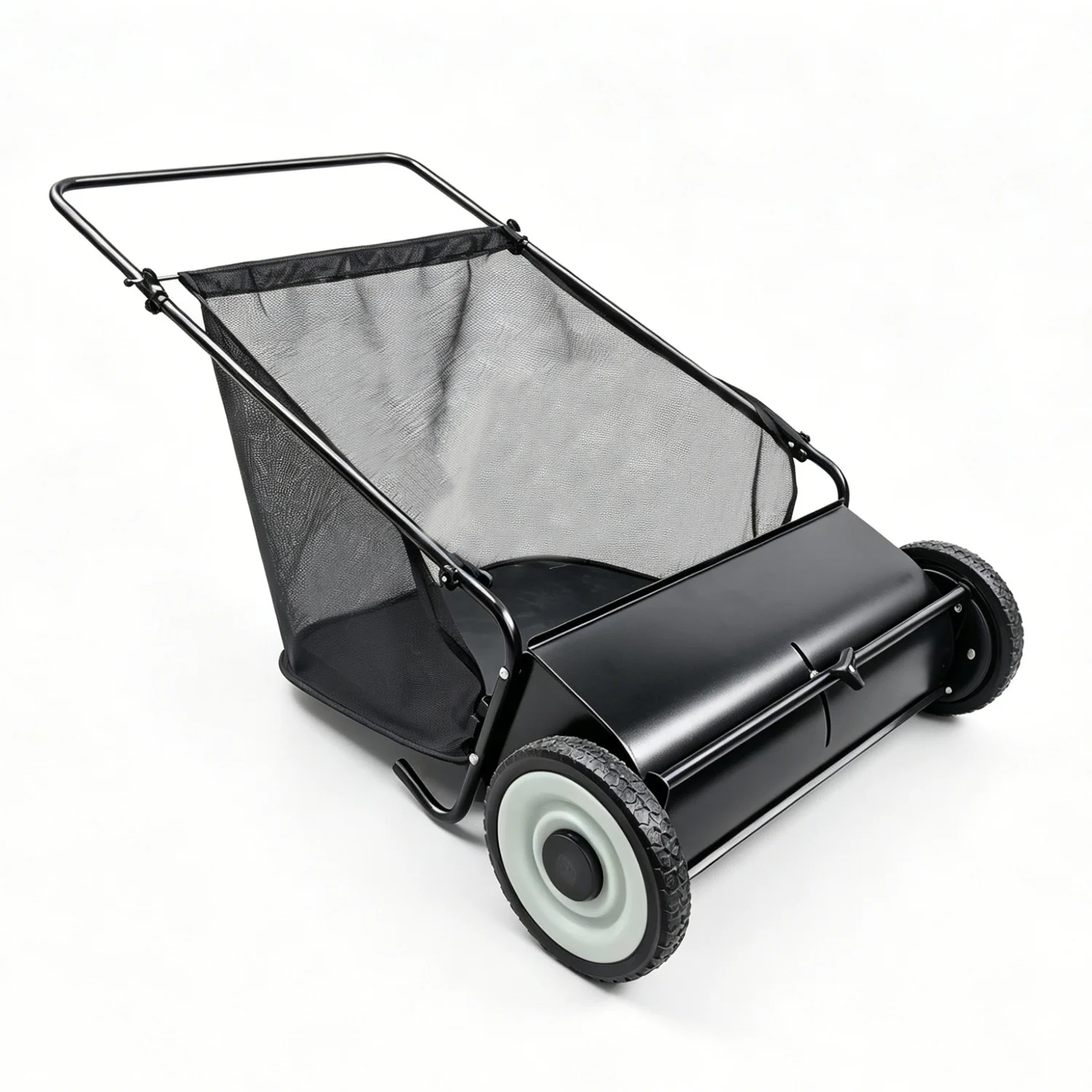VERTAK Manual Hand Push Garden Leaves Collector Cart Height-adjustable Walk-Behind Heavy Duty Yard Lawn Sweeper for Outdoor