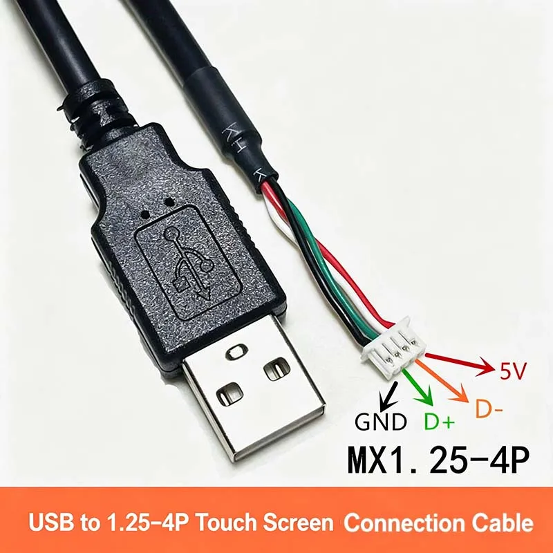 5PCS USB 2.0 to 1.25mm Pitch 4-Pin Connector Cable MX1.25-4p Touchscreen Data Cable, 1 Meter Long