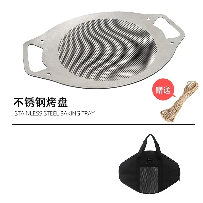 Home Garden Outdoor Non-Stick Round Griddle Grill Pan Easy To Clean Barbecue Grill Pan Grill Plate Outdoor Camping BBQ Plate