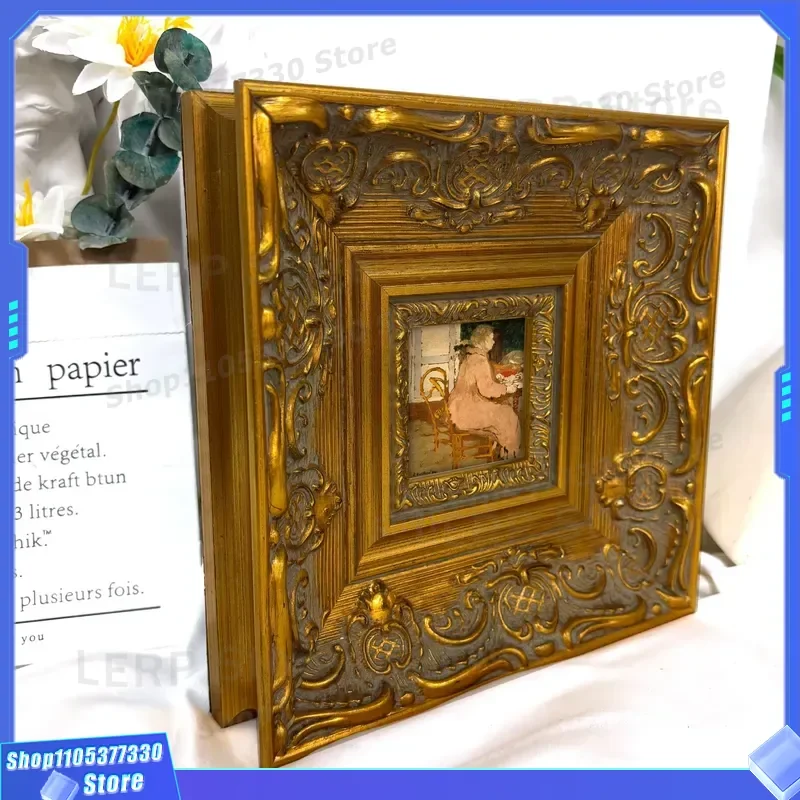 Custom Handmade Antique Gold Pine Photo Frame Copper Metal Wall Art Picture Frame Various Sizes For Home Decor Painting