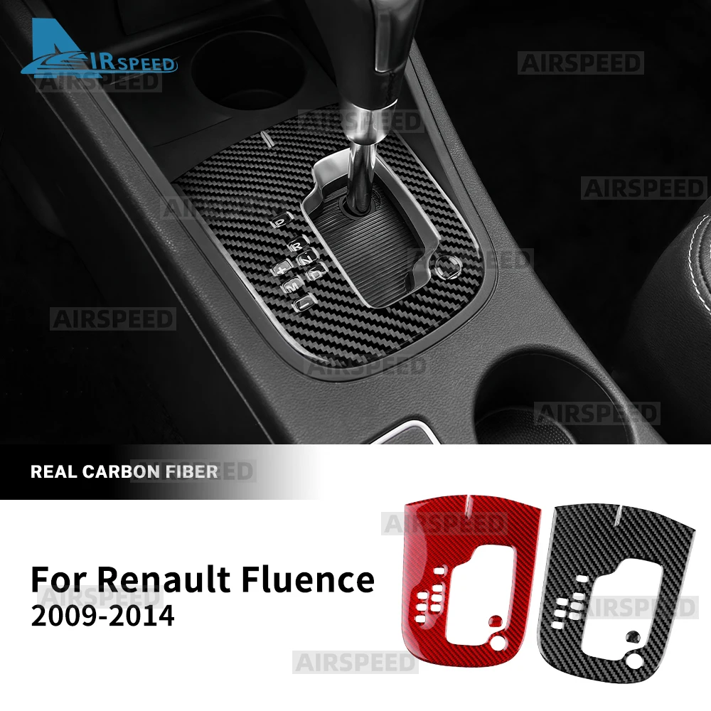 Pegatina de fibra de carbono suave Real para Renault Fluence 2009 2010 2011 2012 2013 2014 LHD Panel de cambio de marchas de coche automático Panel embellecedor