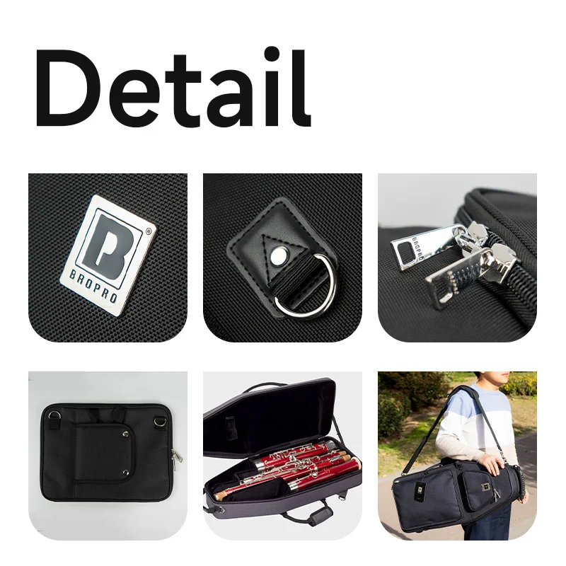 Bropro Bassoon Bag Bolsa portátil Bolsa grande engrosada Tela Oxford Mochila ligera para instrumentos musicales