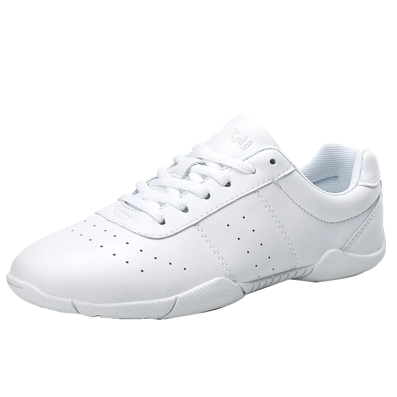 BAXINIER Girls' White Cheerleading Shoes Light Breathable Stylish Trainers for Dance Tennis & Cheer Competitions Youth Aerobics