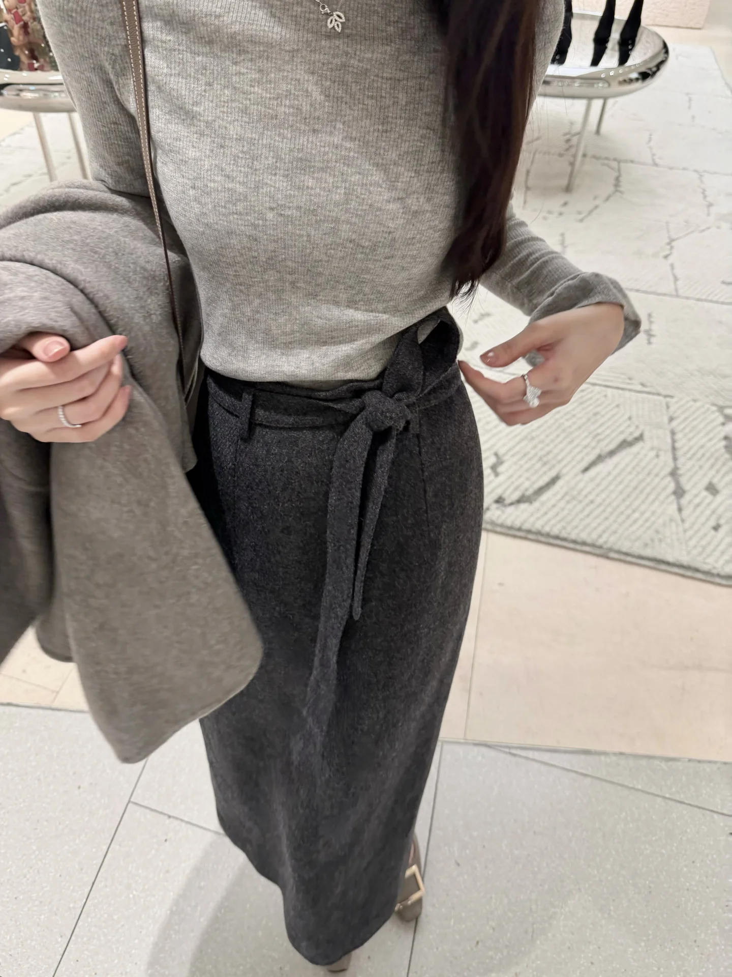 

Шерстяная юбка с высокой талией, прямой крой, повседневная женская мода, осень-зима, Новое поступление Zearzz Premium Sensation