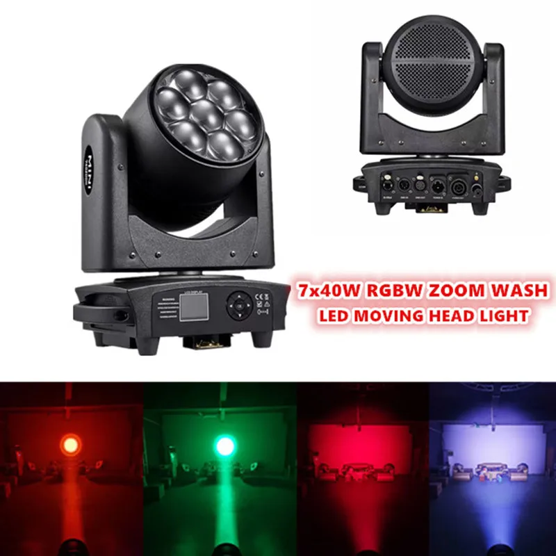 1-4pcs Zoom Wash Moving Head 7x40W RGBW Mini Bee Eye Moving Head Dj Lighting Equipment