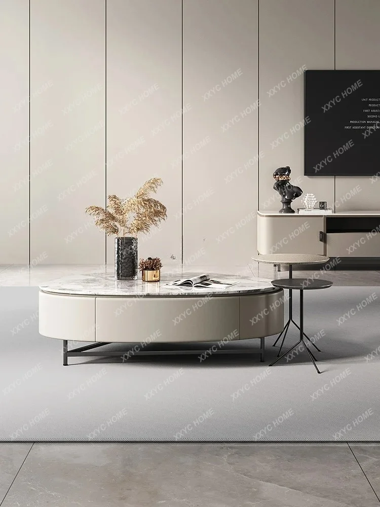 

Marble coffee table oval modern simple light luxury style