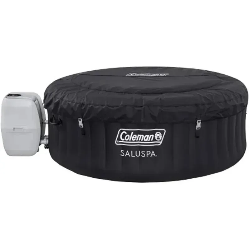 QAZ8-Coleman SaluSpa AirJet 2 to 4 Person Round Inflatable Hot Tub Portable Outdoor Spa with 60 Soothing AirJet and Insulated#R