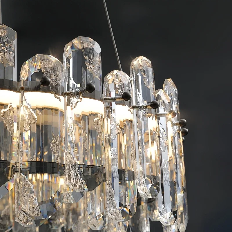 Crystal Dining Room Chandelier Light Luxury Lamps And Lanterns Simple Dining Room Bar Minimalist Long Led Chandelier