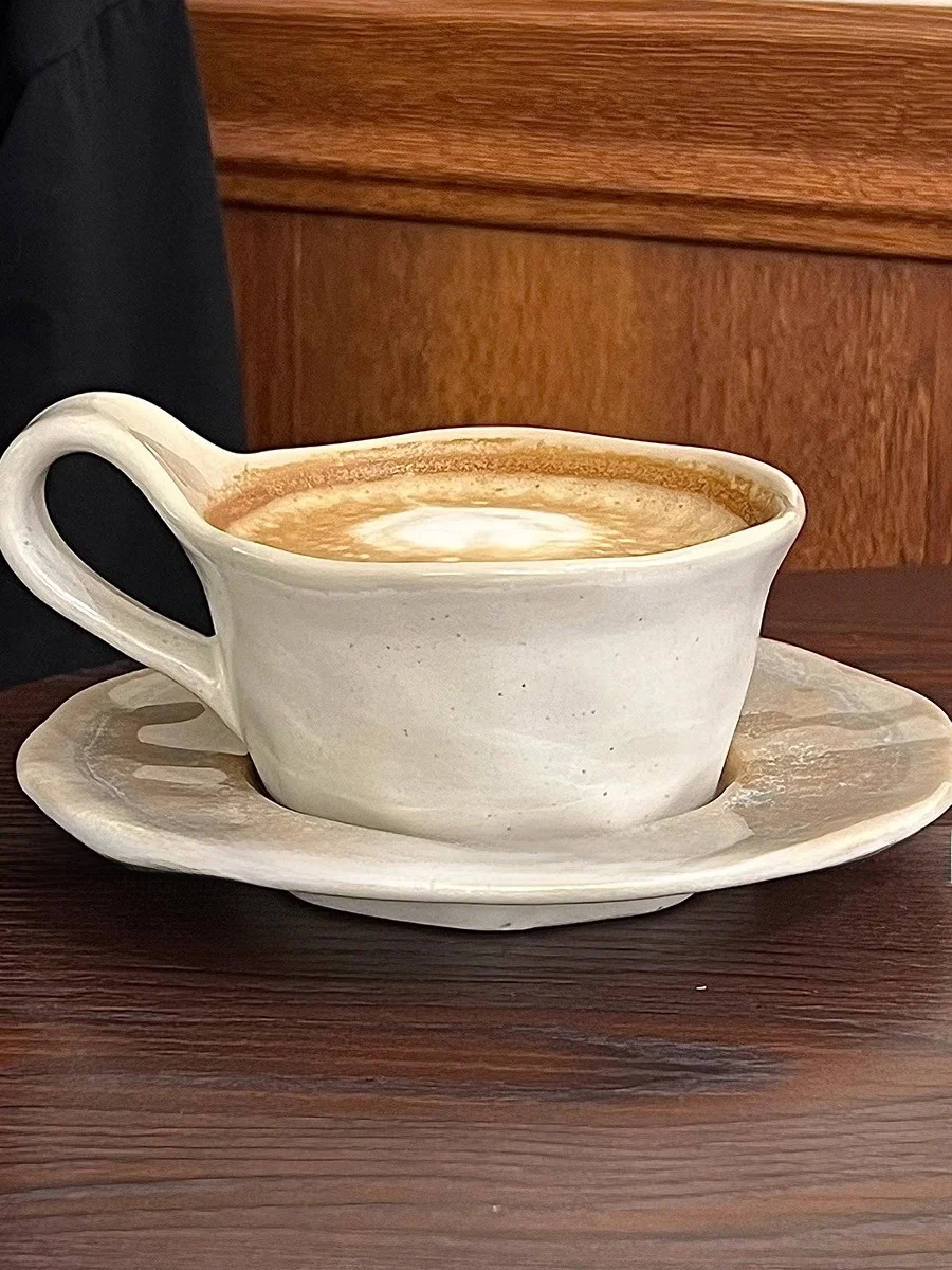 

Ретро-чашка для кофе, керамическая кружка, глазурованная, в китайском стиле, для чая, набор для демонстрации, в стиле средневековья, с тарелкой