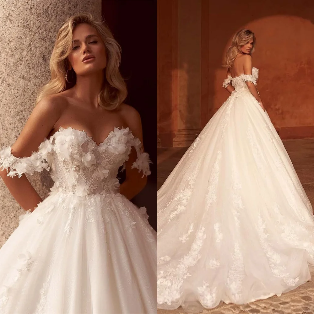 

Customized Delicate White Organza Wedding Dress Exquisite Strapless Cap Sleeve Bridal Party Elegant Zipper Back Bridal Gowns
