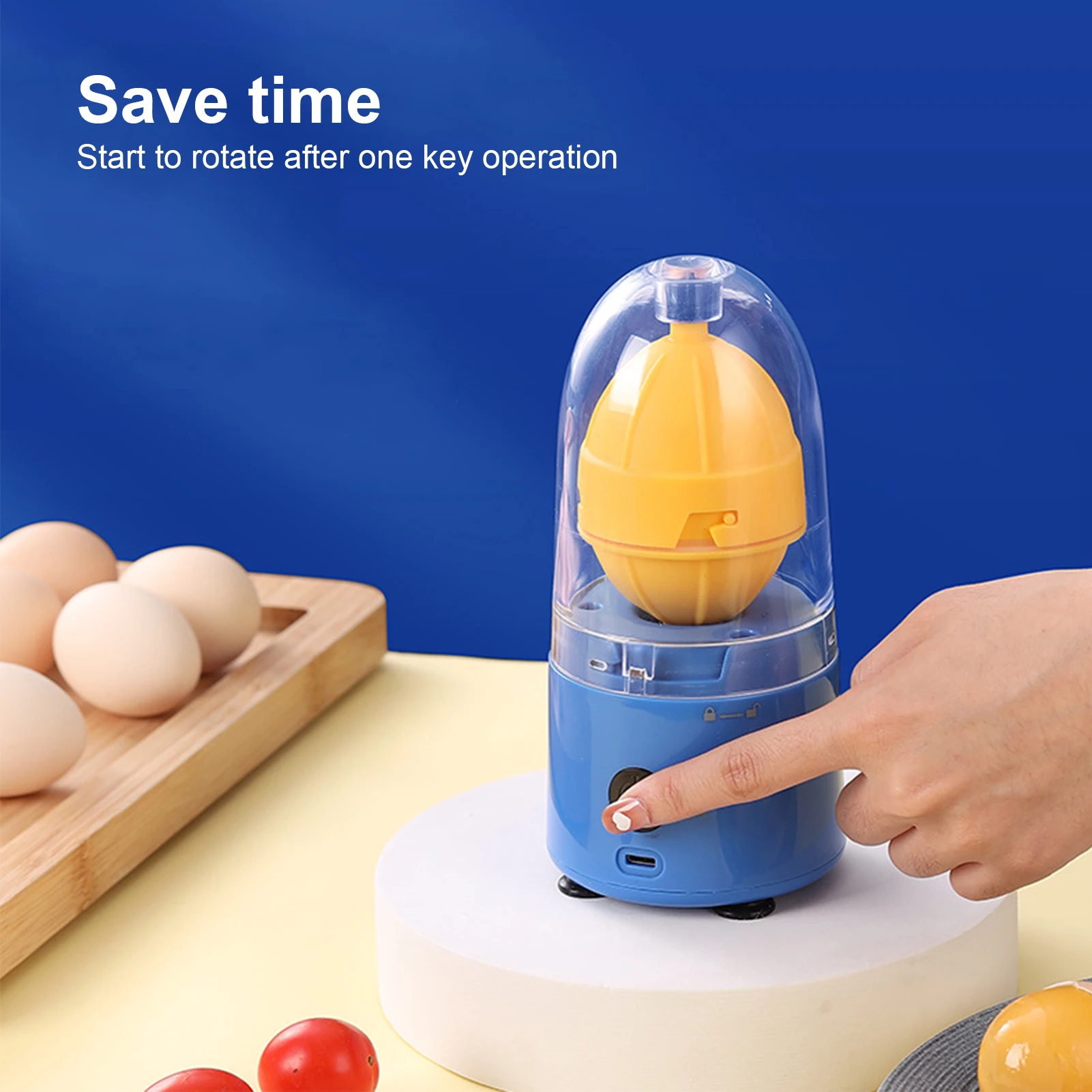 

Egg Scrambler in Shell Egg Scrambler Blue Electric Food Grade Material Silicone Bottom Dishwasher Golden Egg Maker 3.7V 15W