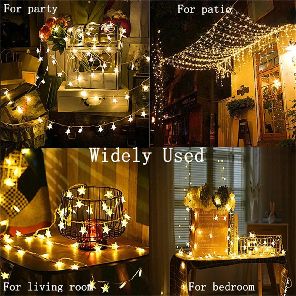 1.5m/3m/6m/10m LED Star String Lights Christmas Garland Battery USB Powered Wedding Party Curtain String Fairy Light For Home