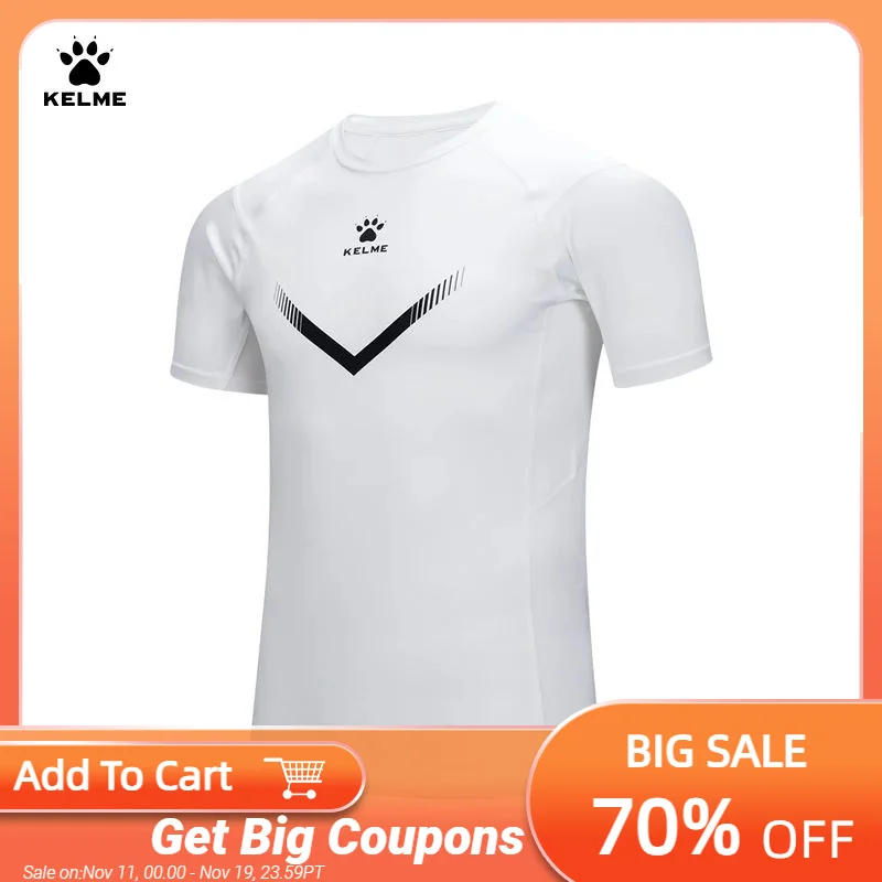 

KELME Mens Running Shirts Workout Tops Men Sport Fitness Shirts Gym Tops Men Crew Neck Breathable T-Shirt