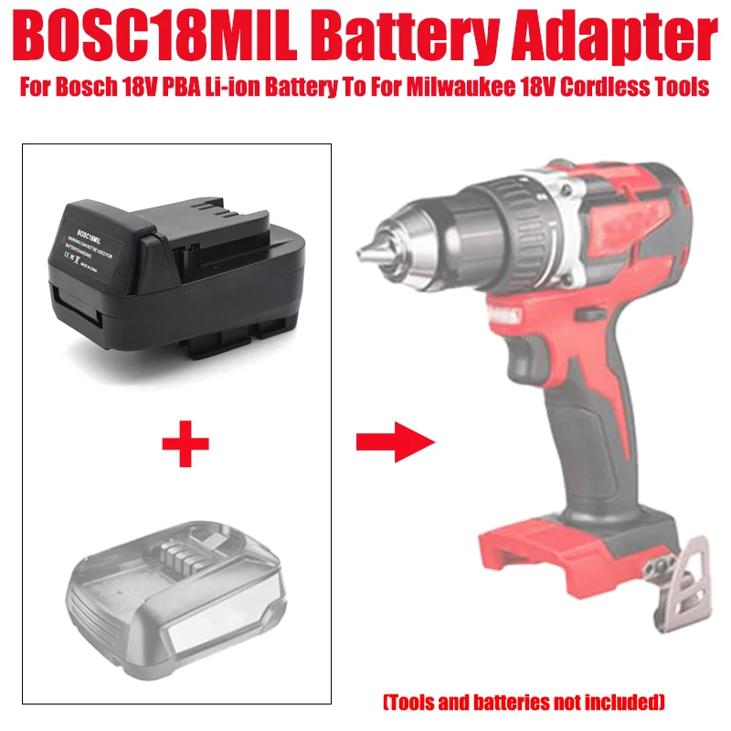 

Адаптер-конвертер для аккумуляторов Bosch 18V PBA Li-ion (BOSC18MIL), совместимый с электроинструментами Milwaukee 18V Li-ion.