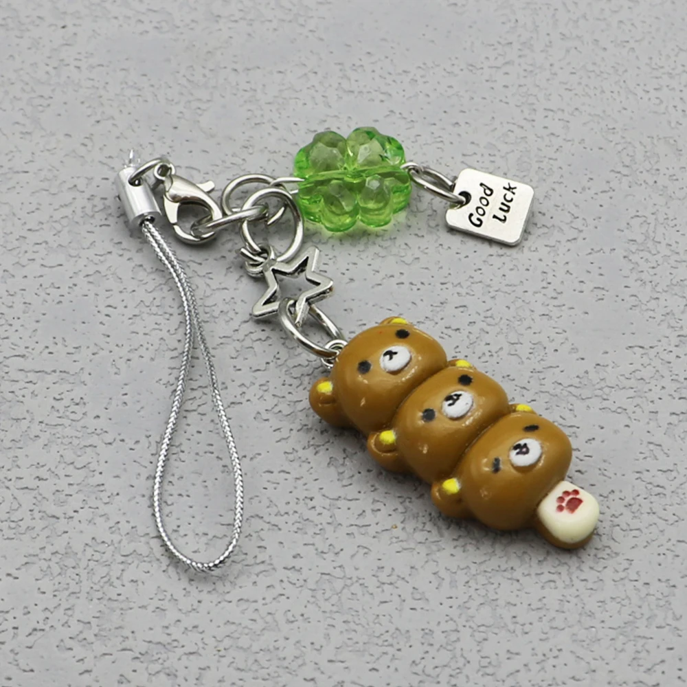 JOKE Bear Phone Charms Y2K Kawaii Anime Bag Pendant Keychain for CCD Camera Airpods Phone Chain Handmade DIY Accessories Gifts