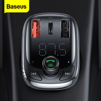 Baseus FM Transmitter Car Quick Charger For Phone Bluetooth 5.0 Car Kit Audio MP3 Player 5A Fast Charging Charger FM Modulator