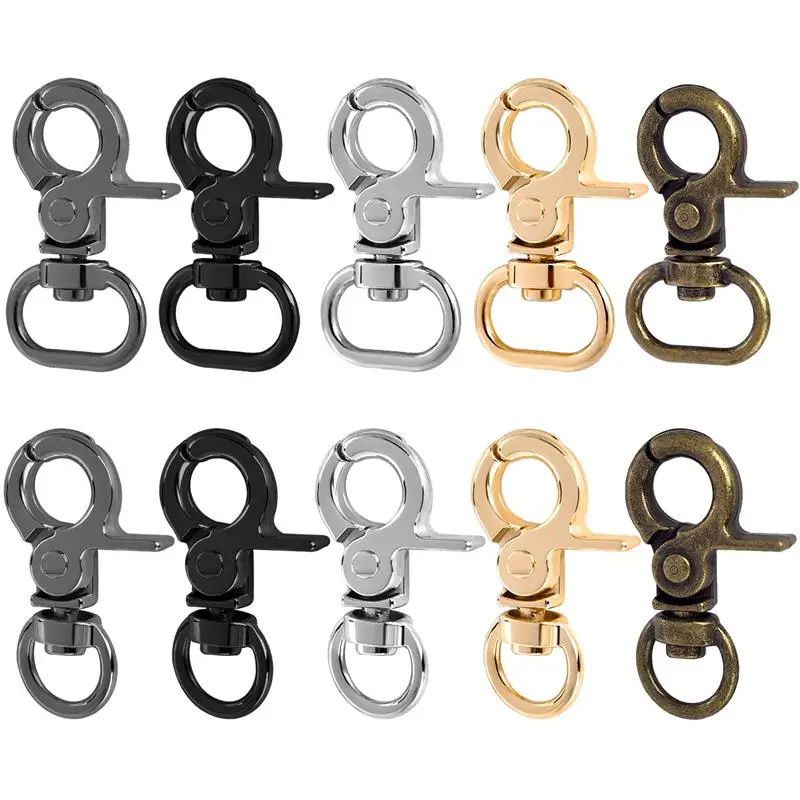 10pcs/Bag Swivel Clasps Round Rings Alloy Metal Silver Lanyard Snap Hooks Clip Hook For Keychain Bag Key Rings Jewelry Making