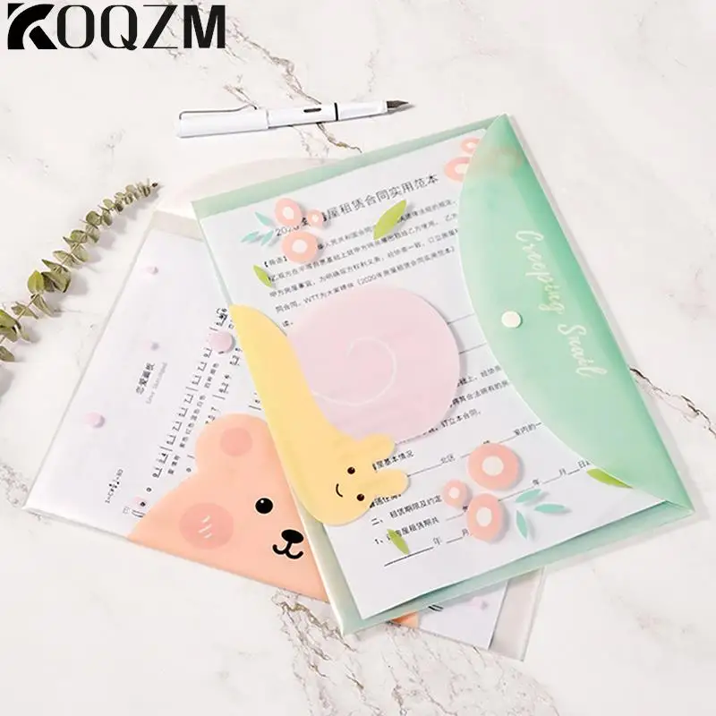 Cartoon Illustration Student Test Paper Bag Transparent File Bag Storage Bag Office File Bag Cartoon Transparent Snap BagStudent