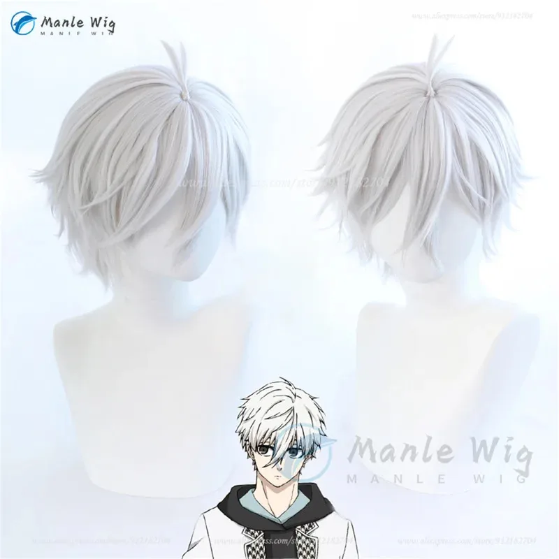 

Simulated Scalp Nagi Seishirou Cosplay Wig Anime Cosplay Wig Short Silver White Heat Resistant Synthetic Wig+Wig Cap