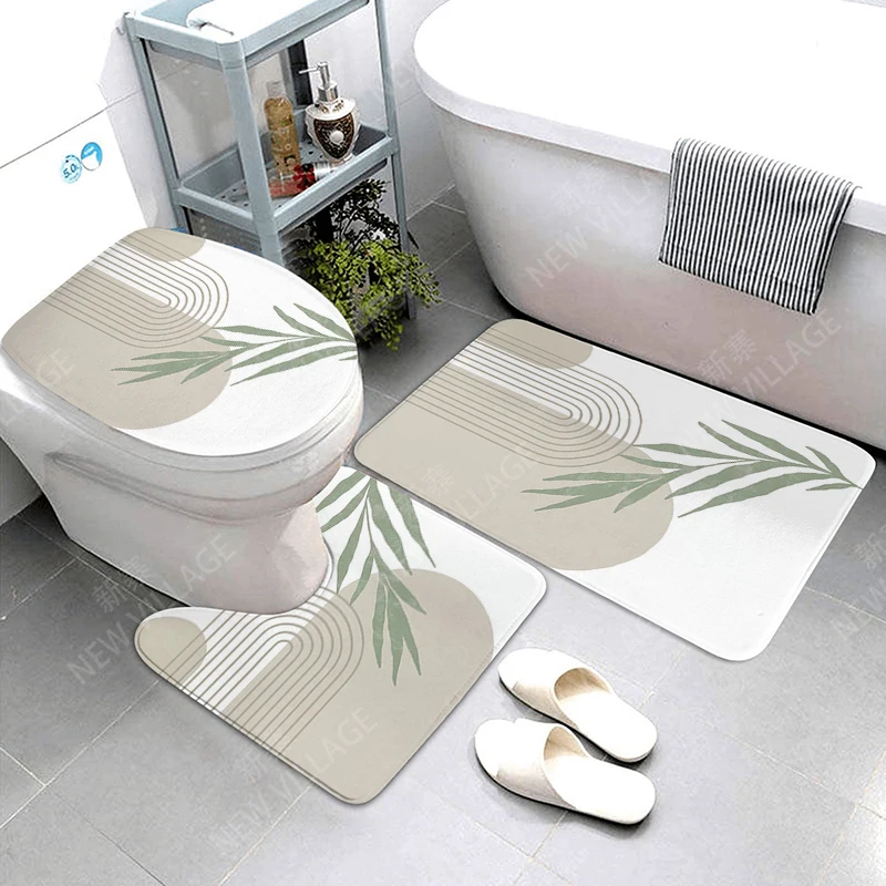 Anti-slip Bath Mat Bathroom Rug Shower Mat Decorative Absorbent Foot Mat Entrance Bathtub toilet rug boho Nordic plant leaf