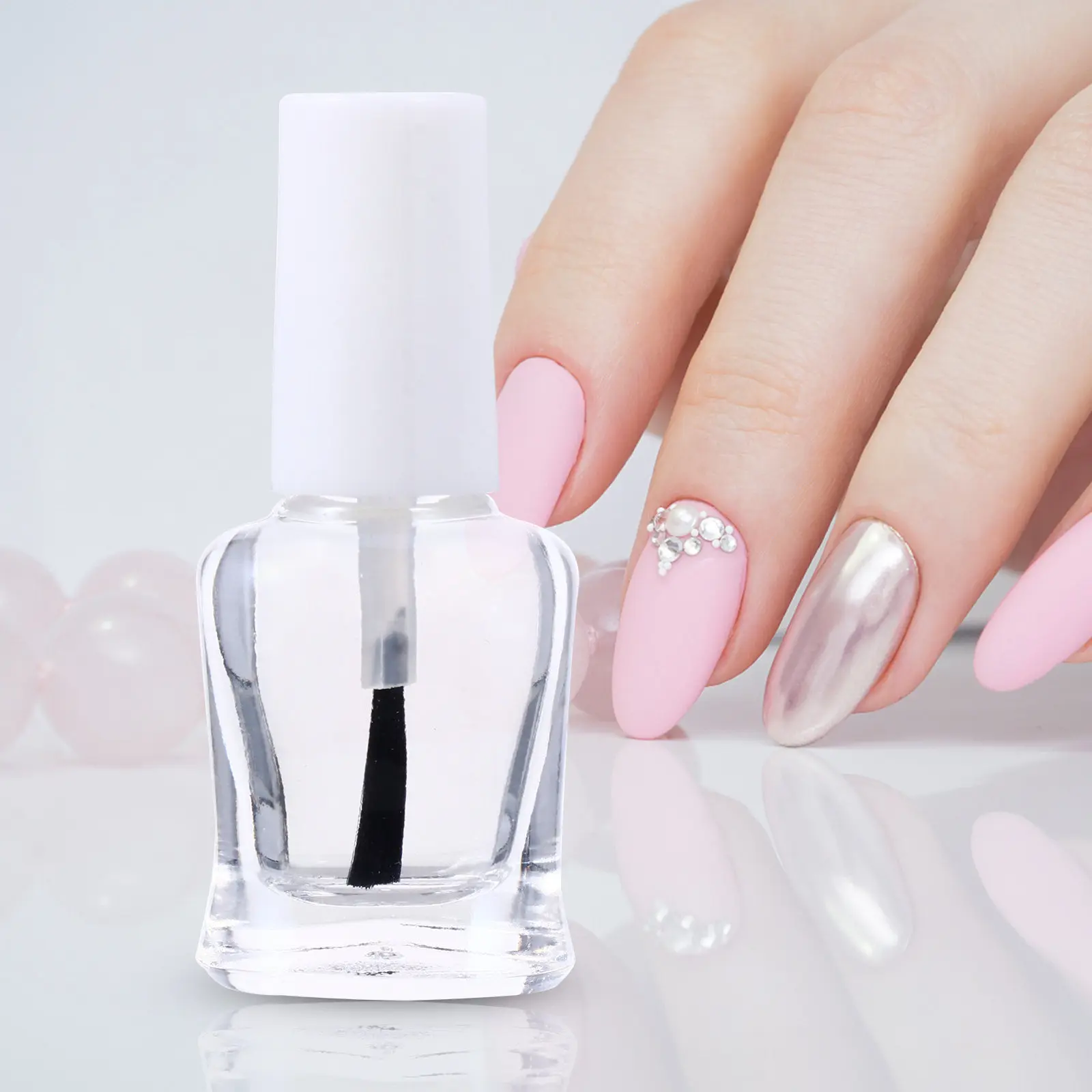 20Pcs Glass Nail Polish Bottles Transparent Refillable Empty Nail Gel Container DIY Manicure Supplies Leakproof Design