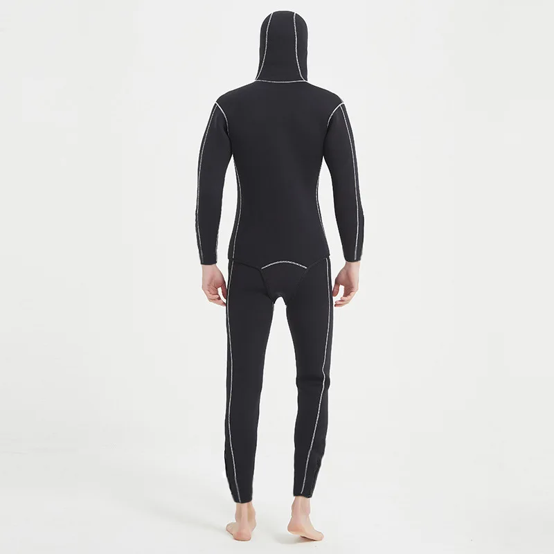 Oulylan 5MM Men's Scuba Warm Diving Snorkeling Surfing Spearfishing Suits Neoprene Hooded Split Diving Suit  Wetsuit