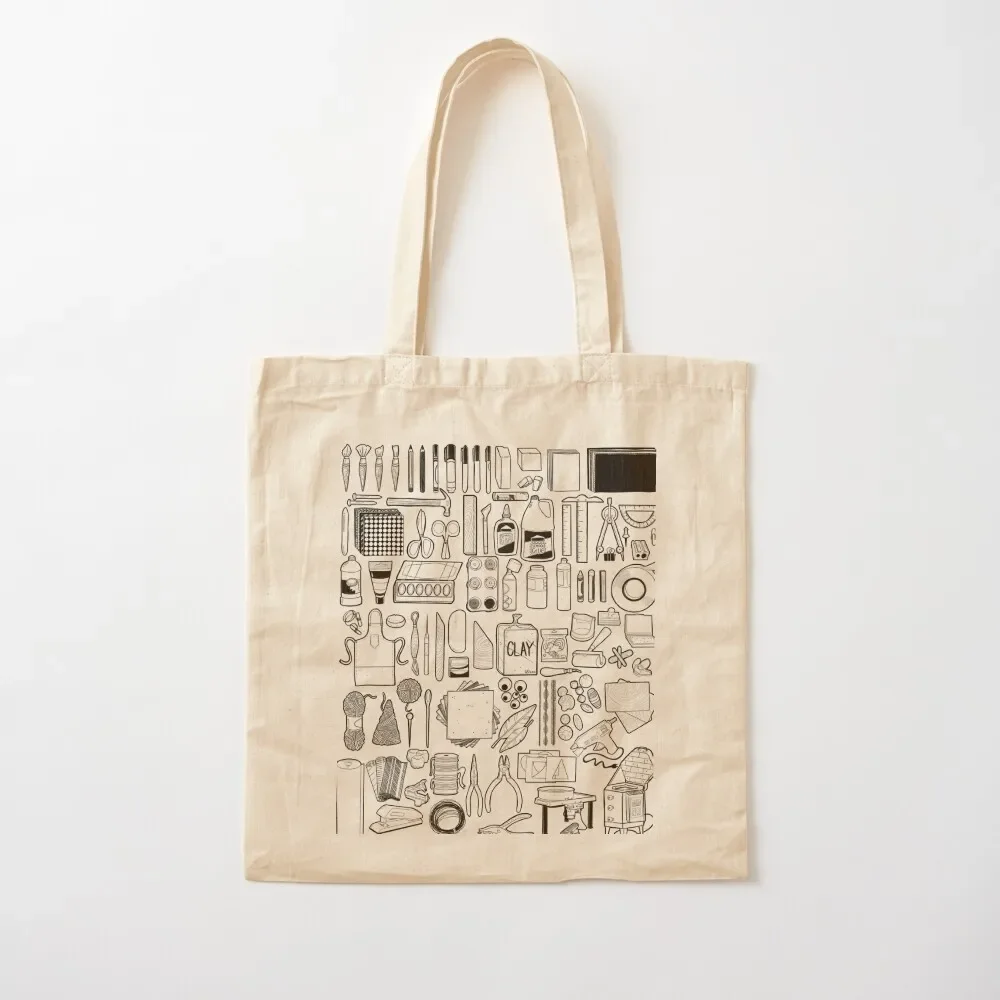 

85+ Art Supply Doodles in Black Tote Bag Big bag bags woman 2025 Bag