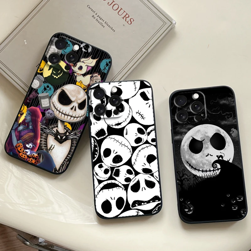 

Disney Jack Skellington Anime For iPhone 15 14 13 12 11 XS XR X 8 7 SE Pro Max Plus Mini Black Cover Phone Case