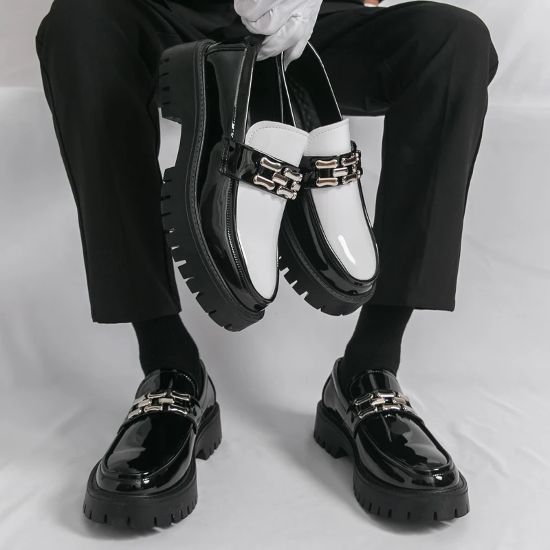 

Men's thick soled loafers Luxury designer's new style Work Business Fashion Party Daily outdoor leather shoes Color blocked