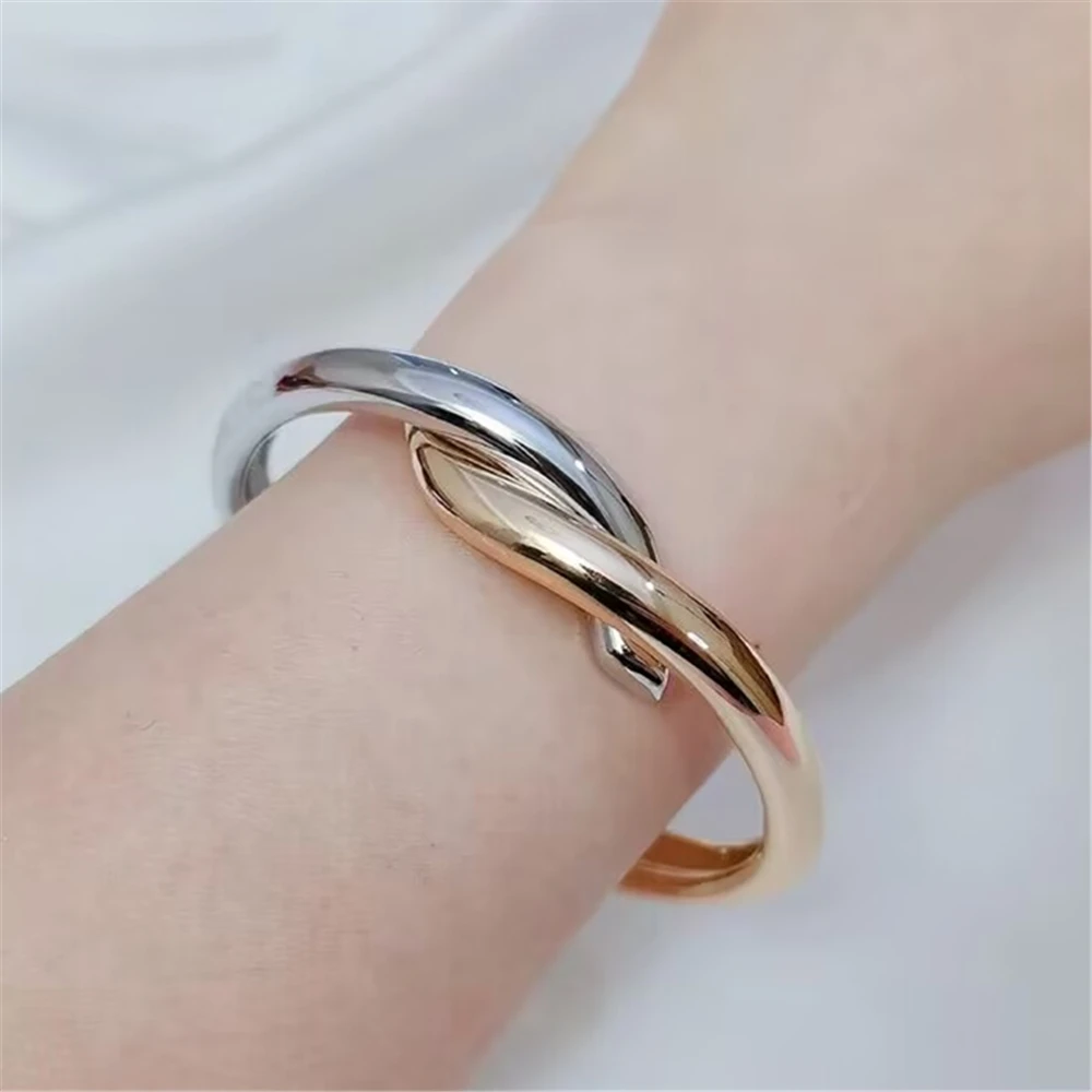 Geometric Irregularity Simple Metal Winding Design Open Bracelet for Women European Fashion Vintage Jewelry Accessories