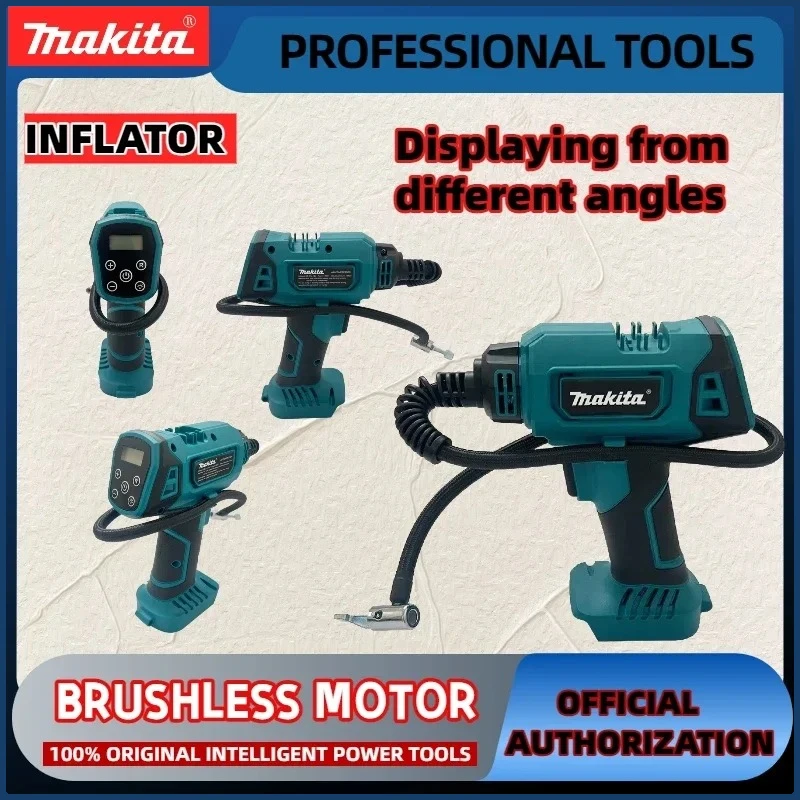 Compressore di gonfiaggio a batteria montato su auto Makita Aria elettrica Pompa d'aria automatica Compressore d'aria portatile per pneumatici per auto