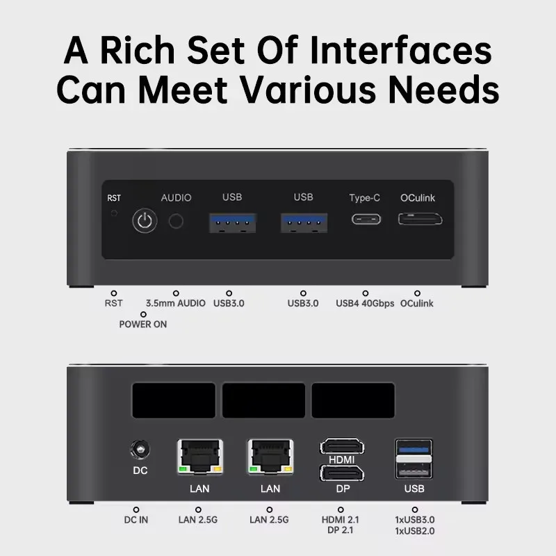 Topton Gaming Mini PC OCuLink AMD Ryzen AI 9 HX 370 7 H 255 2xNVMe USB4 2x2.5G LAN NUC كمبيوتر مكتبي صغير Windows 11 WiFi6E #6
