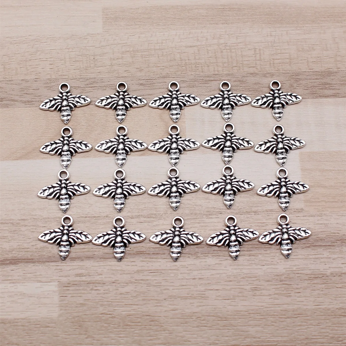 IFOCUS 20pcs/Lot Bee Charms For DIY Jewelry Making Zinc Alloy 13x15mm/0.51x0.59inch