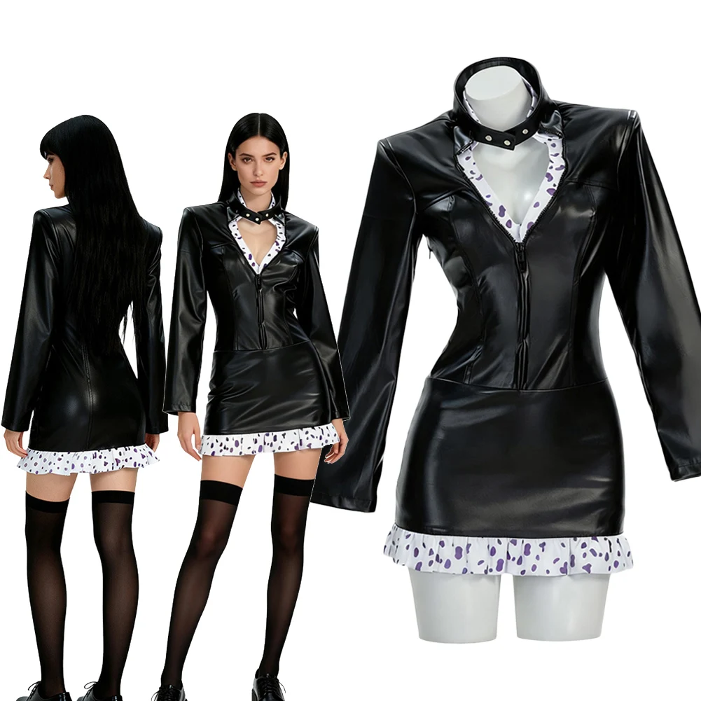 

Nico Robin Cosplay Black Leather Dress Costume Anime Pirate Women Uniform Dress Up Outfits Disguise Halloween Carnival Party