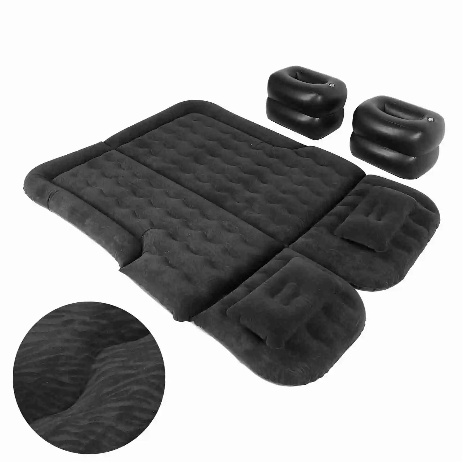 Car Inflatable Bed Thickened Travel Bed Travel Air Mattress Outdoor Camping Cushion Folding Portable Flocking Pad 174x126cm