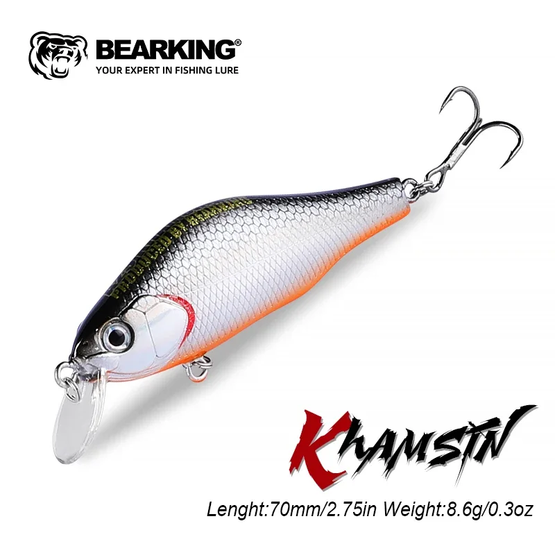 

BEARKING New 70mm 8.6g Tungsten system fishing lures minnow crank wobbler quality fishing tackle 10 colors to choose from