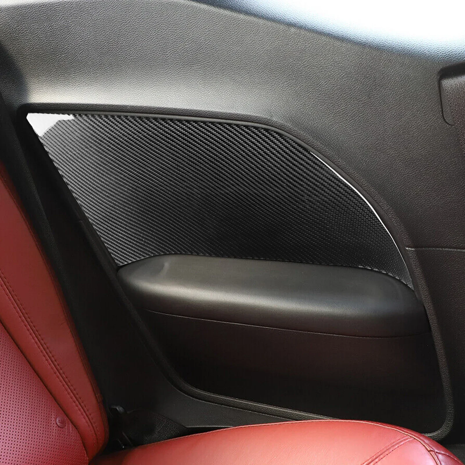 For Dodge Challenger 2015-2022  Accessories Carbon Fiber Rear Seat Side Panel Decorative Cover Car Interior DecorationSticker