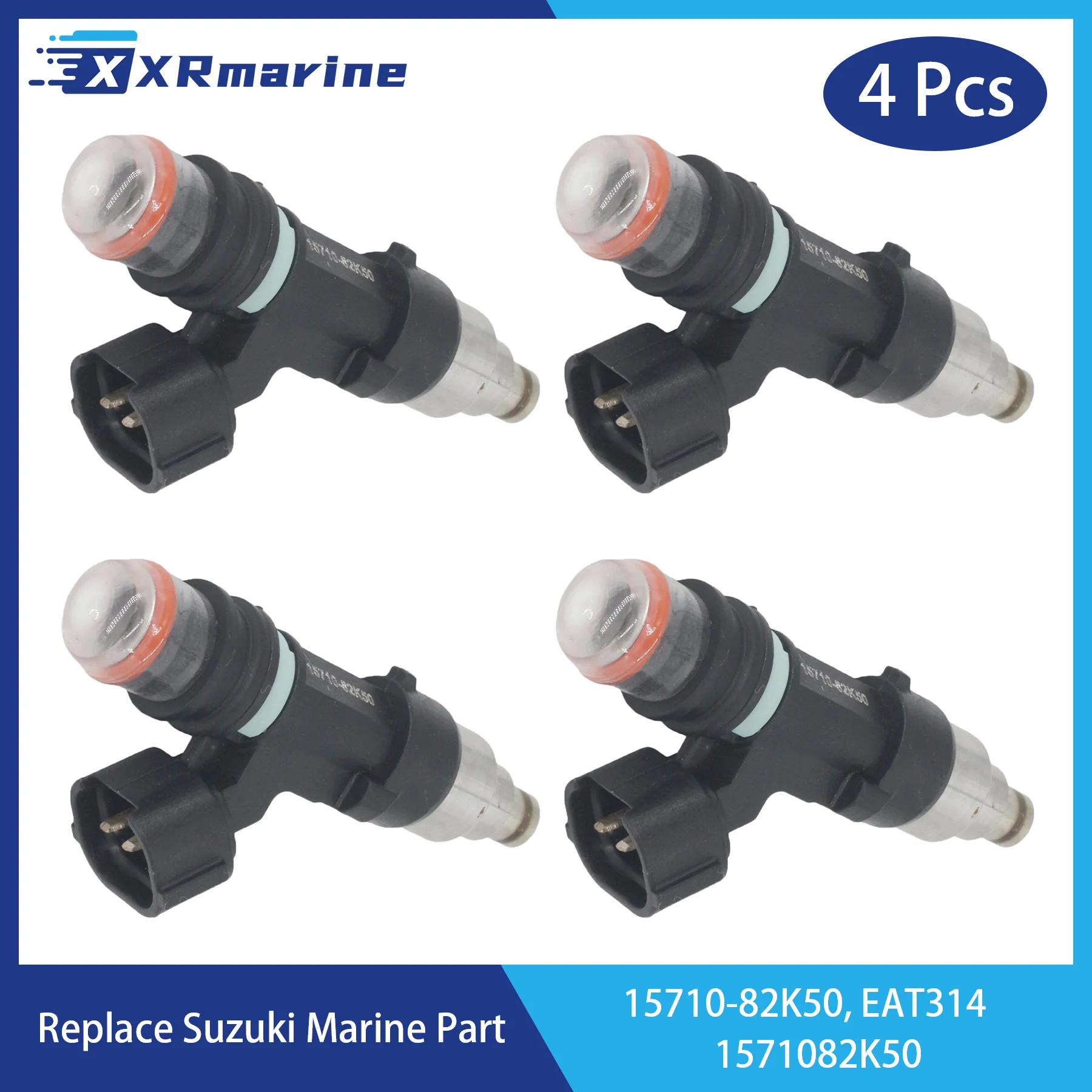 

4 Pcs Fuel Injectors 10 Holes 15710-82K50 EAT314 for Suzuki 4-Stroke Outboard Engine DF 70 80 90 100 115 140 HP 1571082K50